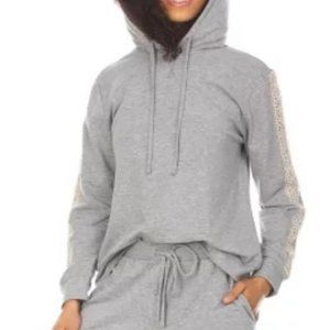 Flora Nikrooz Womens Shell Knit Hoodie Pajama Set Gray